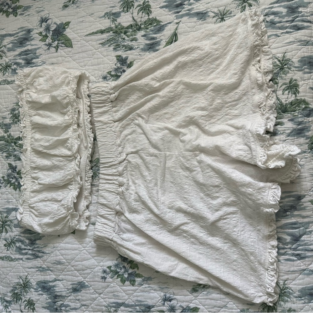 Free People Twyla Beach Shorts Top Bandeau Bra Set M Ivory White Free-EST - Picture 15 of 15